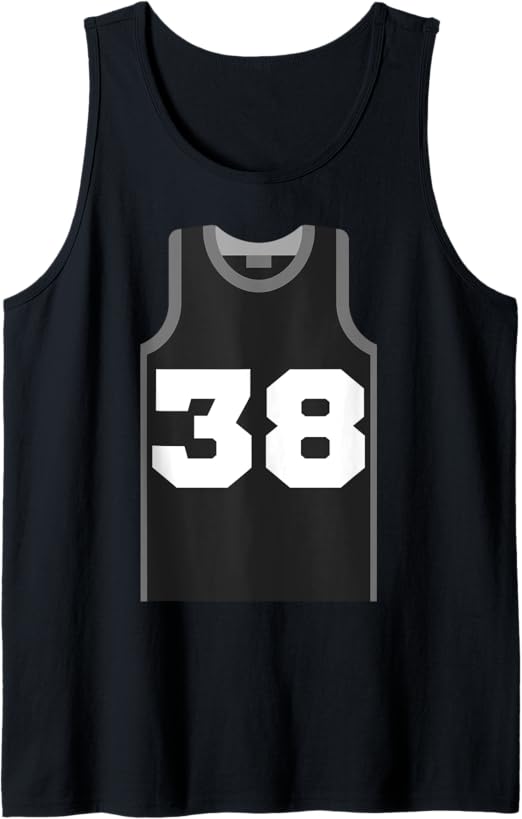 38 Basketball Jersey Number ThirtyEight Black & Grey